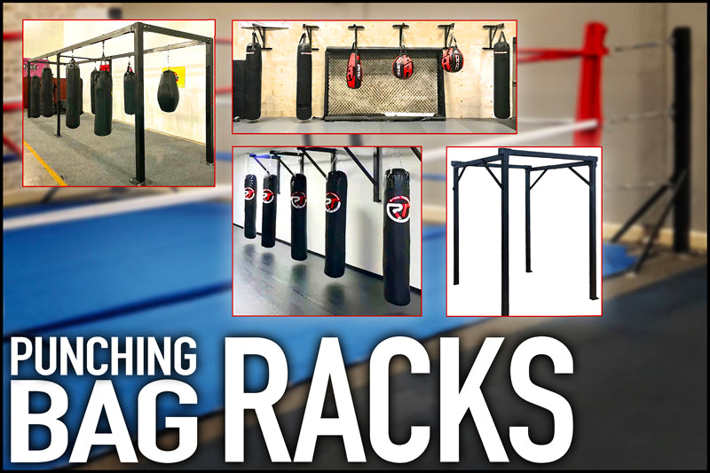 Custom built and standard punching bag racks and stands for your gym are available from Monster Rings and Cages