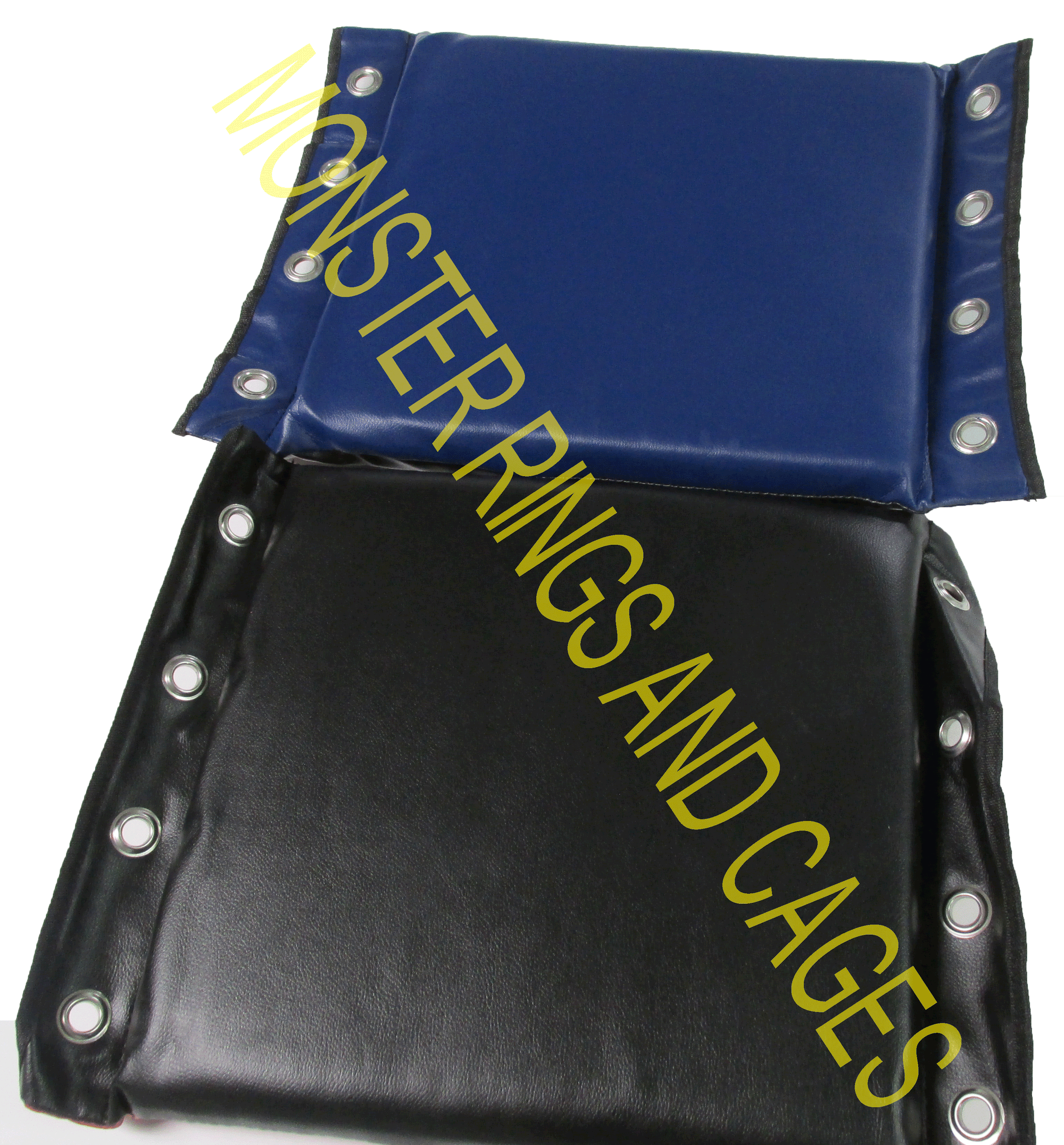 Dual colored wrestling turnbuckle pads are available from Monster Rings and Cages